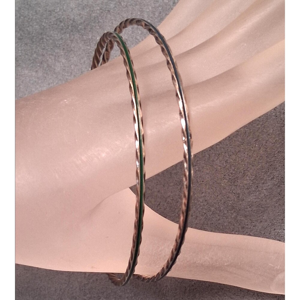 800 Sterling Enamel Bracelets Bangles Blue & Green